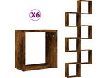 Syfax™ Mensole A Cubo 6 Pz Rovere Fumo 30X15X30 Cm