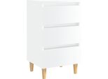 Syfax™ Comodino Con Gambe In Legno Massello Bianco Lucido 40X35X69 Cm