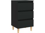 Syfax™ Comodino Con Gambe In Legno Massello Nero 40X35X69 Cm