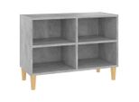 Syfax™ Mobile Tv Con Gambe Legno Massello Grigio Cemento 69,5X30X50 Cm