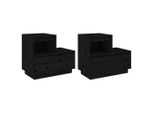 Syfax™ Comodini Neri 2 Pz 60X34X51 Cm In Legno Massello Di Pino