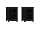 Syfax™ Comodini 2 Pz Neri 40X35X55 Cm In Legno Massello Di Pino