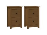 Syfax™ Comodini 2 Pz Ambra 40X35X61,5 Cm In Legno Massello Di Pino