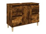 Syfax™ Mobile Lavabo Rovere Fumo 80X33X60 Cm In Legno Multistrato