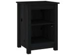 Syfax™ Comodino Nero 40X35X55 Cm In Legno Massello Di Pino