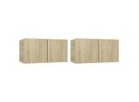 Syfax™ Mobili Porta Tv Pensili 2Pz Rovere Sonoma 60X30X30 Cm