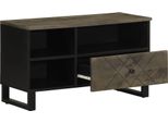 Syfax™ Mobile Porta Tv Nero 80X33X46 Cm In Legno Massello Di Mango