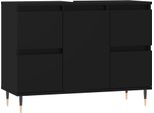 Syfax™ Mobile Da Bagno Nero 80X33X60 Cm In Legno Multistrato