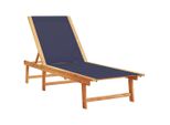 Syfax™ Lettino Prendisole Blu In Legno Massello Di Acacia E Textilene
