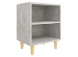 Syfax™ Comodino Con Gambe In Legno Massello Grigio Cemento 40X30X50 Cm