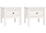 Syfax™ Tavolini 2 Pz Bianchi 50X50X49 Cm Legno Massello Di Pino