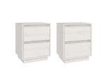 Syfax™ Comodini 2 Pz Bianchi 40X35X50 Cm In Legno Massello Di Pino