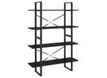 Syfax™ Libreria A 4 Ripiani Nera 100X30X140 Cm In Massello Di Pino