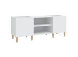 Syfax™ Mobiletto Porta Dischi Bianco 121X38X48 Cm Legno Massello