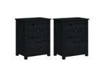 Syfax™ Comodini 2 Pz Neri 50X35X61,5 Cm In Legno Massello Di Pino