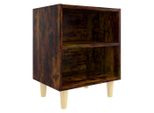 Syfax™ Comodino Con Gambe In Legno Massello Rovere Fumo 40X35X50Cm