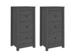 Syfax™ Credenze 2 Pz Grigie 40X35X80 Cm In Legno Massello Di Pino