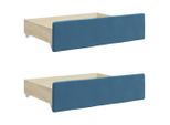 Syfax™ Cassetti Da Letto 2Pz Blu In Legno Multistrato E Velluto