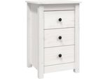 Syfax™ Comodino Bianca 40X35X61,5 Cm In Legno Massello Di Pino
