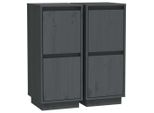 Syfax™ Credenze 2 Pz Grigie 31,5X34X75 Cm In Legno Massello Di Pino