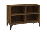Syfax™ Mobile Tv Con Gambe In Metallo Rovere Fumo 69,5X30X50 Cm