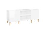 Syfax™ Mobile Porta Dischi Bianco Lucido 121X38X48Cm Legno Multistrato