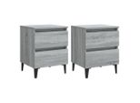 Syfax™ Comodini Con Gambe In Metallo 2 Pz Grigio Sonoma 40X35X50 Cm