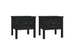 Syfax™ Tavolini 2 Pz Neri 50X50X49 Cm In Legno Massello Di Pino