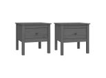 Syfax™ Tavolini 2 Pz Grigi 50X50X49 Cm Legno Massello Di Pino