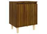 Syfax™ Comodino Con Gambe In Legno Massello Rovere Marrone 40X35X50 Cm