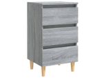 Syfax™ Comodino Con Gambe In Legno Massello Grigio Sonoma 40X35X69 Cm