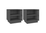 Syfax™ Comodini 2 Pz Grigi 40X34X40 Cm In Legno Massello Di Pino