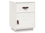 Syfax™ Comodino Bianco 40X34X55 Cm In Legno Massello Di Pino