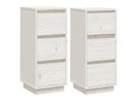 Syfax™ Credenze Bianche 2 Pz 32X34X75 Cm In Legno Massello Di Pino