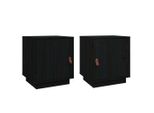 Syfax™ Comodini Nero 2 Pz 40X34X45 Cm In Legno Massello Di Pino