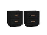 Syfax™ Comodini Neri 2 Pz 40X34X45 Cm In Legno Massello Di Pino