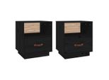 Syfax™ Comodini Nero 2 Pz 40X34X45 Cm In Legno Massello Di Pino