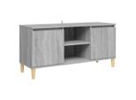 Syfax™ Mobile Tv Gambe In Legno Massello Grigio Sonoma 103,5X35X50 Cm