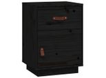 Syfax™ Comodino Nero 40X34X55 Cm In Legno Massello Di Pino