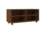 Syfax™ Mobile Tv Con Ruote Rovere Marrone 90X35X35Cm Legno Multistrato