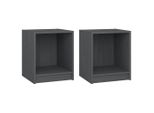 Syfax™ Comodini 2 Pz Grigi 35,5X33,5X41,5 Cm In Legno Massello Di Pino