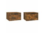 Syfax™ Comodini A Muro 2 Pz Rovere Fumo 34X30X20 Cm