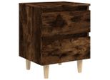 Syfax™ Comodino Con Gambe In Legno Massello Rovere Fumo 40X35X50 Cm