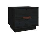 Syfax™ Comodino Nero 40X34X35 Cm In Legno Massello Di Pino