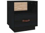 Syfax™ Comodino Nero 40X34X45 Cm In Legno Massello Di Pino