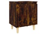 Syfax™ Comodino Con Gambe In Legno Massello Rovere Fumo 40X35X50 Cm