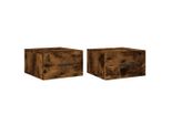 Syfax™ Comodini A Muro 2 Pz Rovere Fumo 35X35X20 Cm