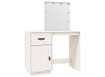 Syfax™ Toeletta Con Led Bianca 95X50X133,5Cm In Legno Massello Di Pino