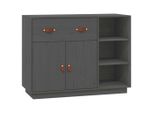 Syfax™ Credenza Grigia 98,5X40X75 Cm In Legno Massello Di Pino