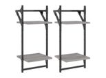 Syfax™ Mensole A Parete Con Aste 2Pz Grigio Sonoma 30X25X65 Cm